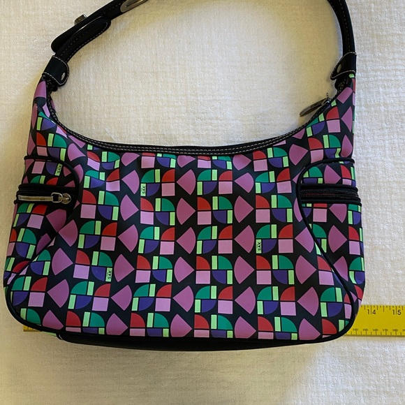 The SAK Shoulder Bag Purse Multi Color Geometric Logo Adjustable Strap Zip - Picture 11 of 14